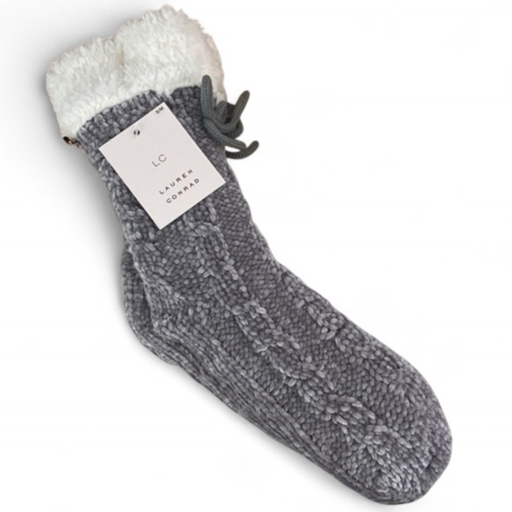Lauren Conrad Chenille Slipper Socks Size Gray‎ White